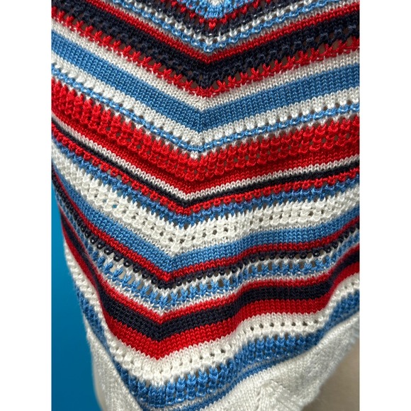 Juniors L Striped Halter Crop Top Crochet Knit Back Tie Summer Beach USA - Picture 3 of 9